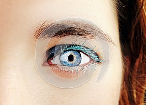 A beautiful insightful look woman`s eye. Close up shot.