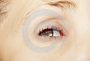 A beautiful insightful look woman`s eye. Close up shot.