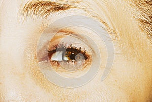 A beautiful insightful look woman`s eye. Close up shot.