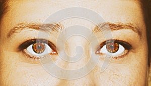 A beautiful insightful look woman`s eye. Close up shot.