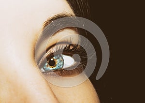 A beautiful insightful look woman`s eye. Close up shot