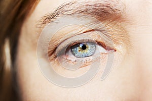 A beautiful insightful look woman`s eye. Close up shot