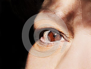 A beautiful insightful look woman`s eye. Close up shot