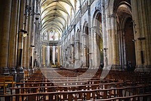 Beautiful interior of the Catholic Cathedral in Vienne, France