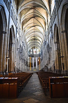 Beautiful interior of the Catholic Cathedral in Vienne, France