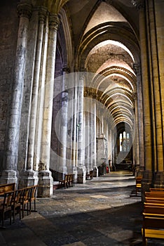 Beautiful interior of the Catholic Cathedral in Vienne, France