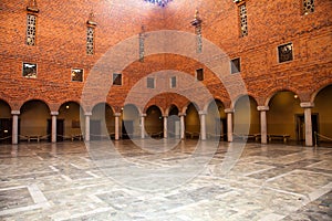 Beautiful interior details at the Stockholm`s City Hall, Sweden