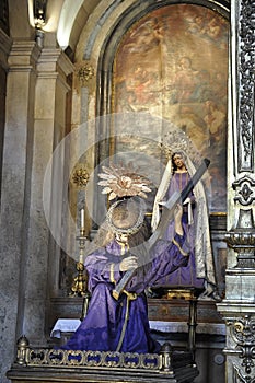 Church Mary Magdalene interior from Alfama district in Lisbon photo