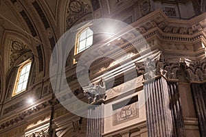 Beautiful interior of italian catholic church antique architecture