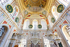 The beautiful interior of the Ortakoy Mosque in Istanbul