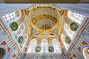 The beautiful interior of the Ortakoy Mosque in Istanbul