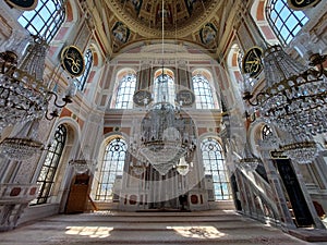 Beautiful interior of the Ortakoy Mosque. Istanbul, Turkey.