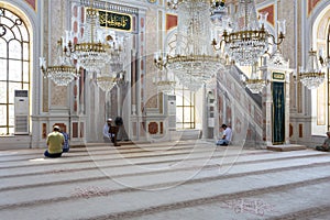 The beautiful interior of the Ortakoy Mosque in Istanbul