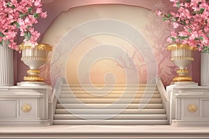 beautiful interior of the room with flowersbeautiful interior of the room with flowers3 d
