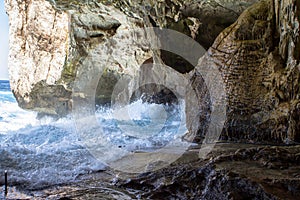 Beautiful interior of sea Neptun Cave - Sardinia, Italy