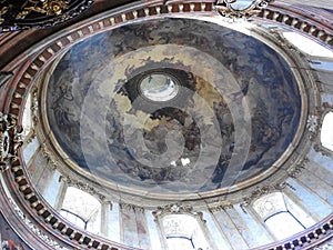 The beautiful interior of St. Peter`s Church Peterskirche , a Baroque Roman Catholic parish church in Vienna, Austria. Inspired b