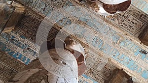 Beautiful interior of the Temple of Dendera or the Temple of Hathor. Egypt, Dendera, Ancient Egyptian temple near the city of Ken.