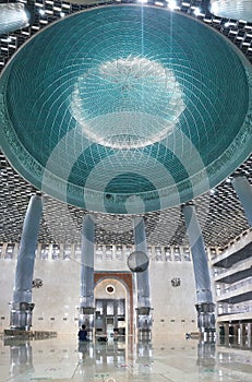 Beautiful interior view of the Istiqlal mosque in Jakarta, Indonesia. photo