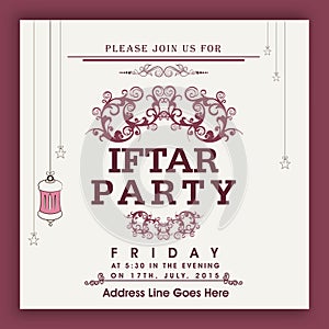 Beautiful invitation card for Ramadan Kareem Iftar Party celebration.