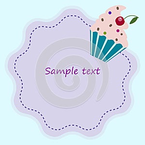 Beautiful invitation, postcard logo template with cupcake