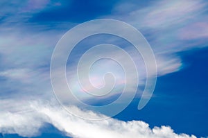 Beautiful iridescent cloud Irisation or rainbow cloud