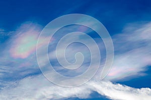 Beautiful iridescent cloud Irisation or rainbow cloud