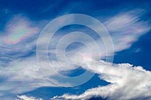 Beautiful iridescent cloud Irisation or rainbow cloud