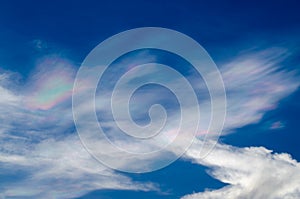 Beautiful iridescent cloud Irisation or rainbow cloud
