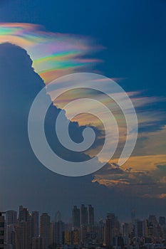 Beautiful iridescent cloud, Irisation or rainbow cloud