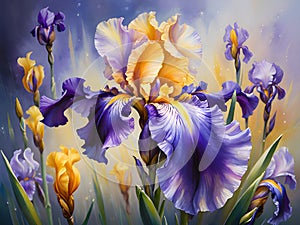 beautiful iris flowers in a garden