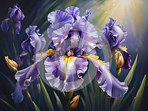 beautiful iris flowers in a garden