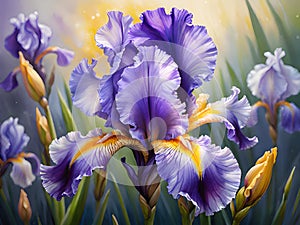 beautiful iris flowers in a garden