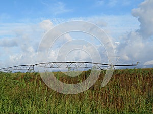 Beautiful irrigation system in the field to artificially water called pivot photo