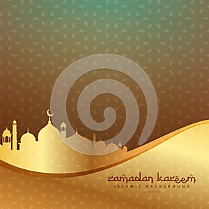 Beautiful islamic background with golden mosque photo