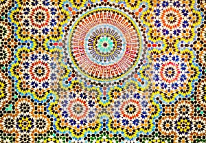 Beautiful Islamic mosaic pattern in Moroccan style. Mosaic oriental ornaments can be found in mosques, important buildings and