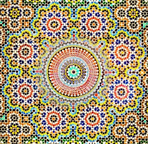 Beautiful Islamic mosaic pattern in Moroccan style. Mosaic oriental ornaments can be found in mosques, important buildings and