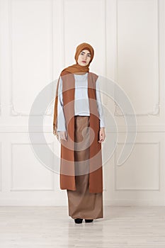 Beautiful, Islamic woman in the modern Muslim clothes