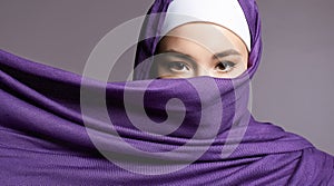 beautiful islamic young woman. beauty girl in hijab. fashion oriental style mode