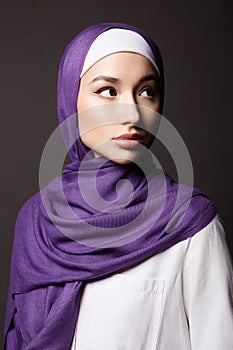 beautiful islamic young woman with Make-up. beauty girl in hijab