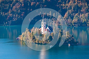 Beautiful Island on Bled Lake in Slovenia