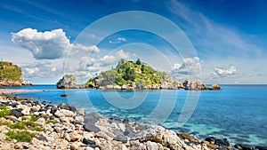 Beautiful Isola Bella small island near Taormina, Sicily, Italy