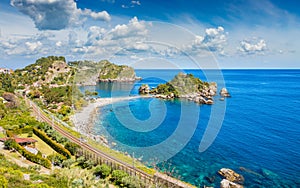 Beautiful Isola Bella, small island near Taormina, Sicily, Italy