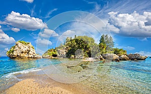 Beautiful Isola Bella, small island near Taormina, Sicily, Italy