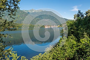 Beautiful Italian bathing lake. Lake Mergozzo, northern Italy