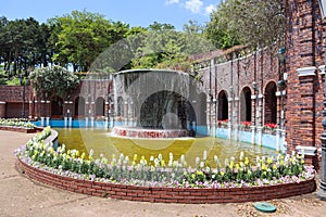 Beautiful italian fountain in botanic garden