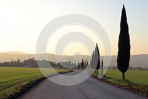 Beautiful italian landscape at dusk