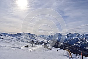 Beautiful Italian mountain peaks from Sauze D\'Oulx ski resort