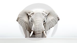 Beautiful ivory forest elephant on a white background, big-eared forest elephant, wild elephant living in a big forest. Generative