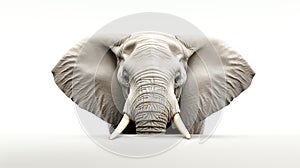 Beautiful ivory forest elephant on a white background, big-eared forest elephant, wild elephant living in a big forest. Generative