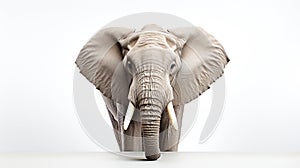 Beautiful ivory forest elephant on a white background, big-eared forest elephant, wild elephant living in a big forest. Generative